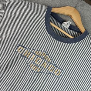 Single Stitch Shirt L Ringer Stripe Chicago Windy‎ City Blue 80s 90s Retro Tee